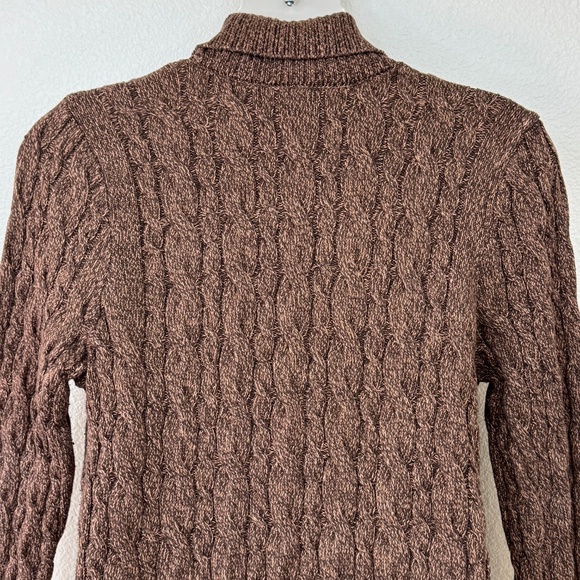 🧣Lands End Drifter Womens Brown Button Cable Knit Cardigan Sweater Large 14 16 - Picture 12 of 12